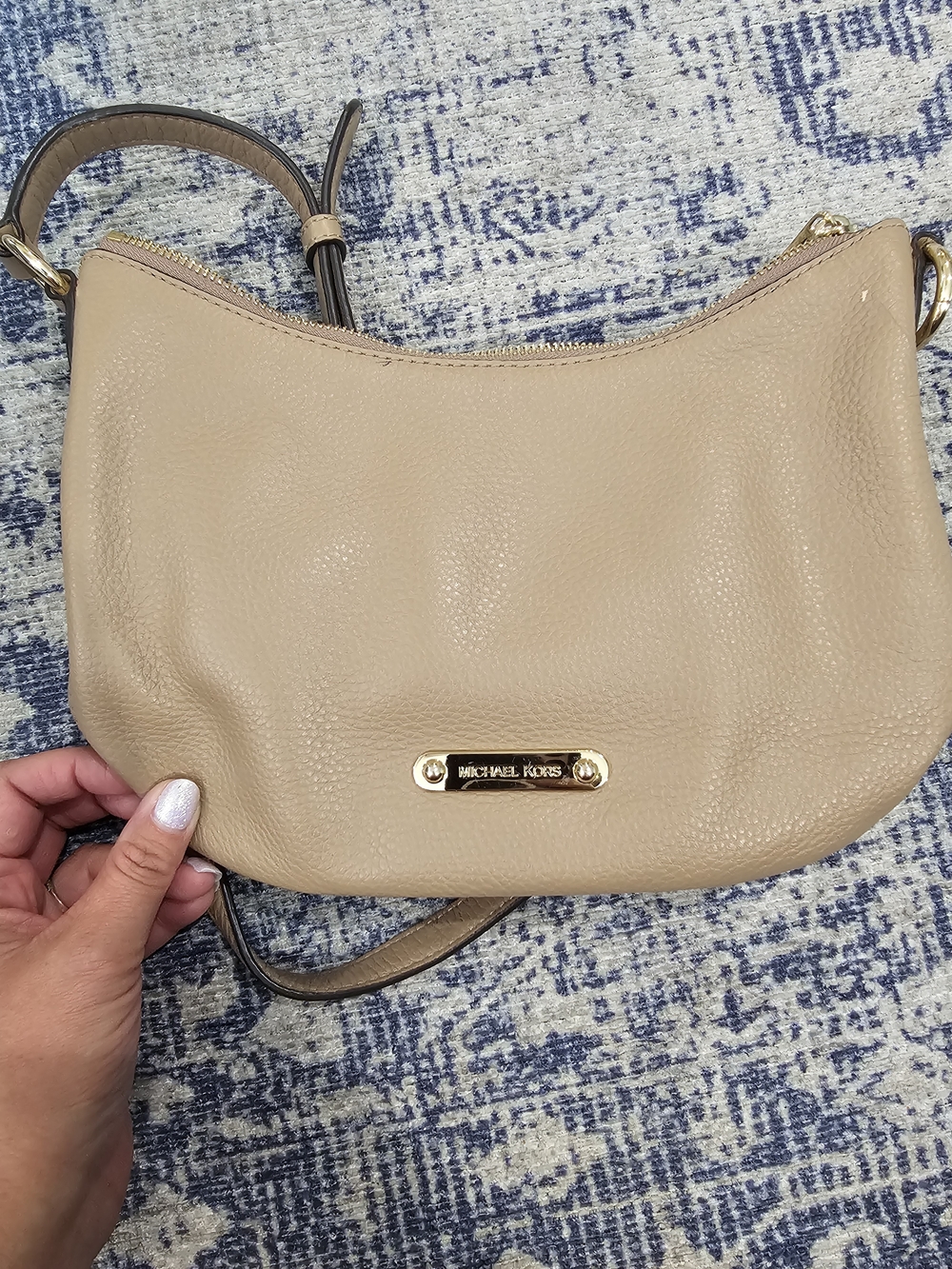 Michael Kors Taupe Pebbled Leather Crossbody Bag